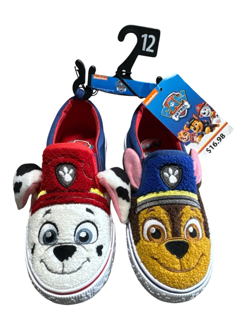 NWT Paw Patrol Toddler Fleece Slip-On Sneakers Size 12 Chase Marshall